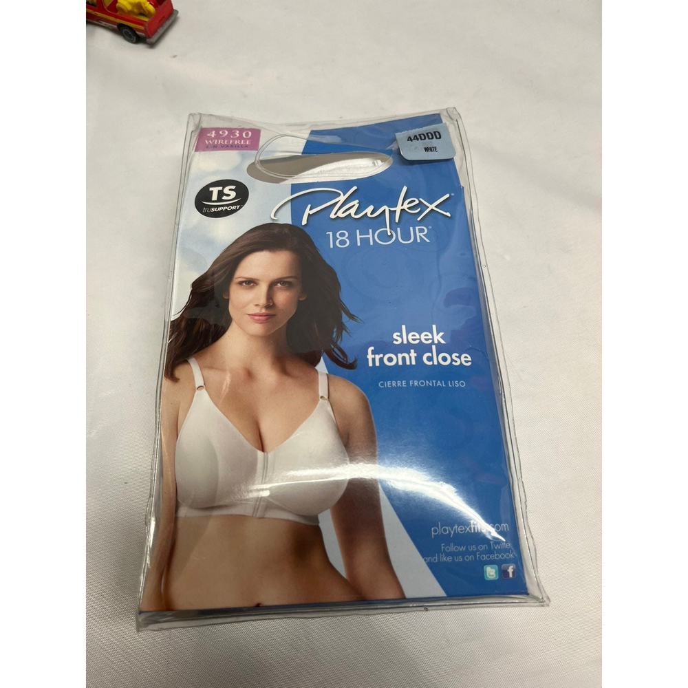 Nwt Playtex 18 hour bra 44DDD white 4930 wirefree front closure